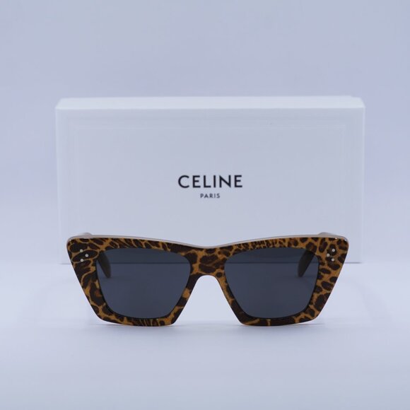 Celine CL40187I 99A Cat Eye Sunglasses - Cheetah Print/Smoke - Picture 4 of 12